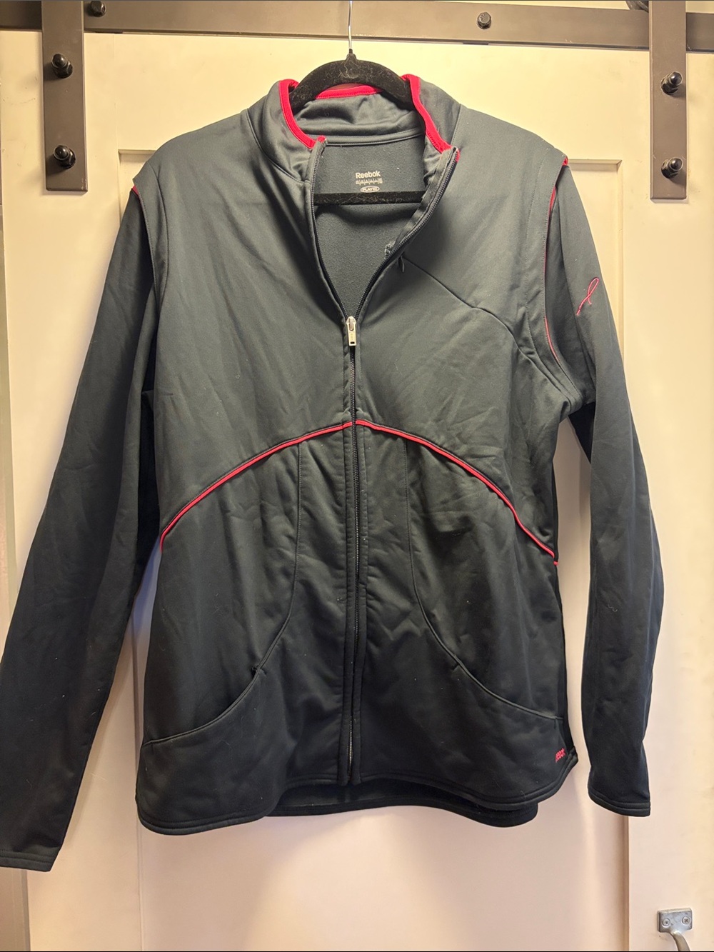 Reebok Grey Jacket with Pink Piping - Women's Full-Zip Performance